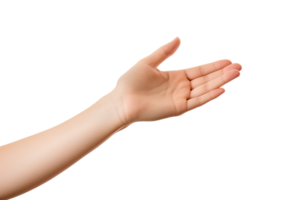 AI generated hand reaching out for something on a transparent background png