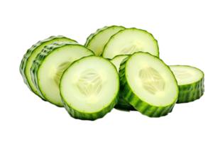 AI generated cucumber slices sliced in half on a transparent background png