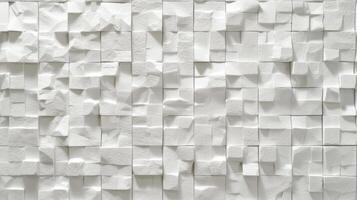 AI generated a highly detailed wall constructed from white bricks, enhanced by post-processing techniques to accentuate texture and depth, creating a captivating visual narrative. SEAMLESS PATTERN. photo