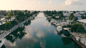 High up aerial view of Key Colony Beach is a municipality in the middle of the Florida Keys, Monroe County, Florida, United States. video