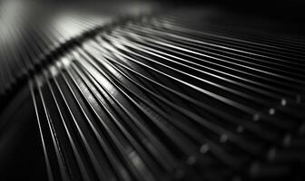 AI generated Close-up of a piano strings, shallow depth of field. photo