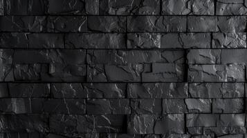 AI generated a highly detailed wall constructed from black bricks, enhanced by post-processing techniques to accentuate texture and depth, creating a captivating visual narrative. SEAMLESS PATTERN. photo