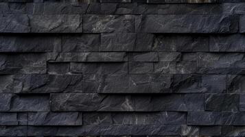 AI generated a highly detailed wall constructed from black bricks, enhanced by post-processing techniques to accentuate texture and depth, creating a captivating visual narrative. SEAMLESS PATTERN. photo