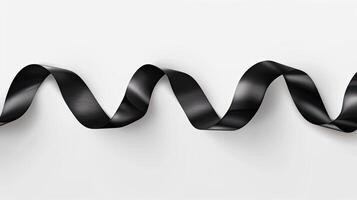 AI generated black ribbons against a pristine white background, rendered with precision, exuding simplicity and sophistication. photo