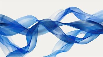 AI generated blue ribbons against a pristine white background, rendered with precision, exuding simplicity and sophistication. photo
