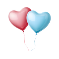 ai généré rose et bleu cœur forme ballon isolé sur transparent Contexte. génératif ai png