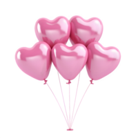 AI generated Pink heart shape balloons isolated on transparent background. Generative AI png