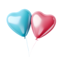 ai generiert Rosa und Blau Herz gestalten Ballon isoliert auf transparent Hintergrund. generativ ai png