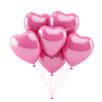 AI generated Pink heart shape balloons isolated on transparent background. Generative AI png