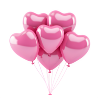 AI generated Pink heart shape balloons isolated on transparent background. Generative AI png