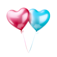 ai generato rosa e blu cuore forma Palloncino isolato su trasparente sfondo. generativo ai png