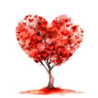 AI generated Watercolor Valentine Tree Isolated on Transparent Background for Creative Projects. Generative AI png