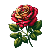 ai généré magnifique Rose fleurs coloré avec feuille png