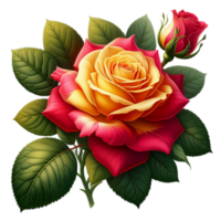 ai gegenereerd mooi roos bloemen kleurrijk met blad png