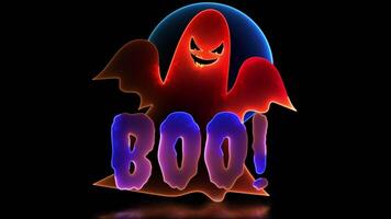 Neon glow effect looping grave and ghost Halloween black background video