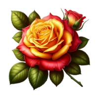 ai gerado lindo rosa flores colorida com folha png