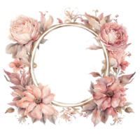 AI generated Watercolor vintage pink frame with flower. png