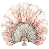 AI generated Watercolor vintage pink fan. png