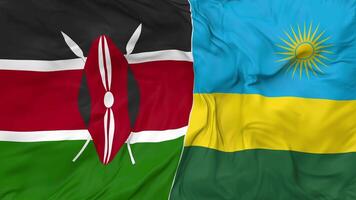 Kenya and Rwanda Flags Together Seamless Looping Background, Looped Cloth Waving Slow Motion, 3D Rendering video