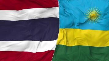 Thailand and Rwanda Flags Together Seamless Looping Background, Looped Cloth Waving Slow Motion, 3D Rendering video