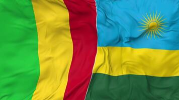 Mali and Rwanda Flags Together Seamless Looping Background, Looped Cloth Waving Slow Motion, 3D Rendering video