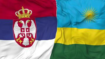 Serbia and Rwanda Flags Together Seamless Looping Background, Looped Cloth Waving Slow Motion, 3D Rendering video