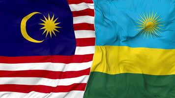 Malaysia and Rwanda Flags Together Seamless Looping Background, Looped Cloth Waving Slow Motion, 3D Rendering video