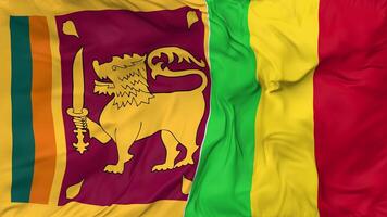 Sri Lanka and Mali Flags Together Seamless Looping Background, Looped Cloth Waving Slow Motion, 3D Rendering video