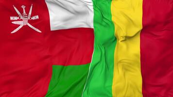 Oman and Mali Flags Together Seamless Looping Background, Looped Cloth Waving Slow Motion, 3D Rendering video