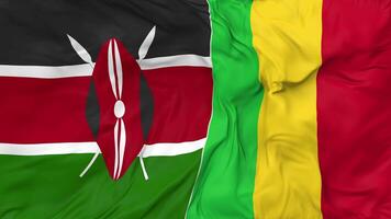 Kenya and Mali Flags Together Seamless Looping Background, Looped Cloth Waving Slow Motion, 3D Rendering video