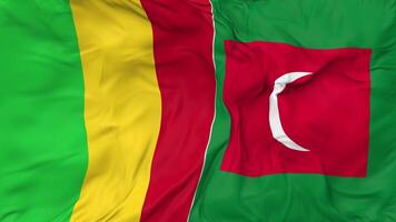 Maldives and Mali Flags Together Seamless Looping Background, Looped Cloth Waving Slow Motion, 3D Rendering video