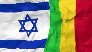 Israel and Mali Flags Together Seamless Looping Background, Looped Cloth Waving Slow Motion, 3D Rendering video