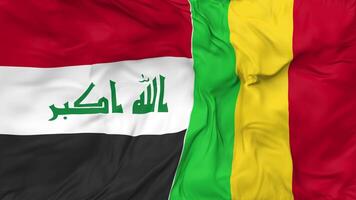 Iraq and Mali Flags Together Seamless Looping Background, Looped Cloth Waving Slow Motion, 3D Rendering video