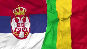 Serbia and Mali Flags Together Seamless Looping Background, Looped Cloth Waving Slow Motion, 3D Rendering video