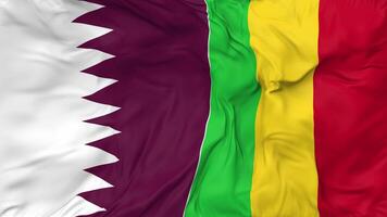 Qatar and Mali Flags Together Seamless Looping Background, Looped Cloth Waving Slow Motion, 3D Rendering video