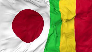 Japan and Mali Flags Together Seamless Looping Background, Looped Cloth Waving Slow Motion, 3D Rendering video