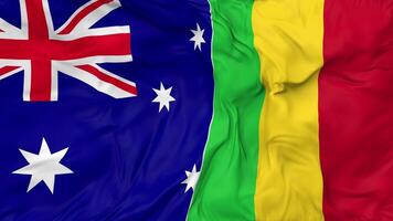 Australia and Mali Flags Together Seamless Looping Background, Looped Cloth Waving Slow Motion, 3D Rendering video