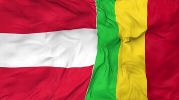 Austria and Mali Flags Together Seamless Looping Background, Looped Cloth Waving Slow Motion, 3D Rendering video