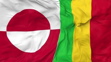 Greenland and Mali Flags Together Seamless Looping Background, Looped Cloth Waving Slow Motion, 3D Rendering video