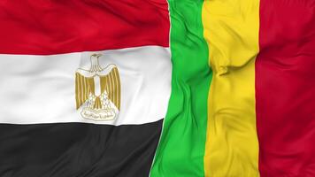 Egypt and Mali Flags Together Seamless Looping Background, Looped Cloth Waving Slow Motion, 3D Rendering video