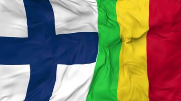 Finland and Mali Flags Together Seamless Looping Background, Looped Cloth Waving Slow Motion, 3D Rendering video