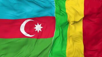 Azerbaijan and Mali Flags Together Seamless Looping Background, Looped Cloth Waving Slow Motion, 3D Rendering video