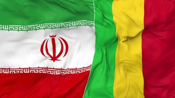 Iran and Mali Flags Together Seamless Looping Background, Looped Cloth Waving Slow Motion, 3D Rendering video