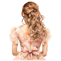 AI generated Watercolor young girl in a vintage dress. Fashionable women. png