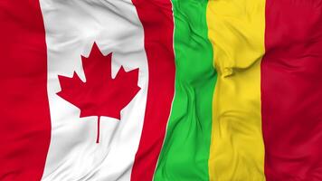 Canada and Mali Flags Together Seamless Looping Background, Looped Cloth Waving Slow Motion, 3D Rendering video