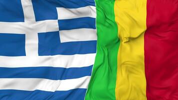 Greece and Mali Flags Together Seamless Looping Background, Looped Cloth Waving Slow Motion, 3D Rendering video