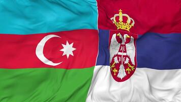 azerbaijan e Serbia bandiere insieme senza soluzione di continuità looping sfondo, loop urto struttura stoffa agitando lento movimento, 3d interpretazione video