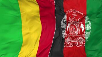 Afghanistan and Mali Flags Together Seamless Looping Background, Looped Cloth Waving Slow Motion, 3D Rendering video