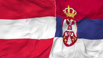 Austria and Serbia Flags Together Seamless Looping Background, Looped Bump Texture Cloth Waving Slow Motion, 3D Rendering video