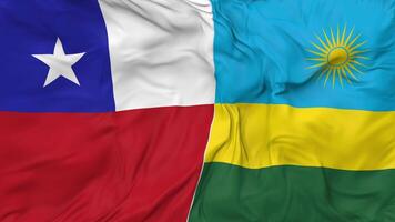 Chile and Rwanda Flags Together Seamless Looping Background, Looped Cloth Waving Slow Motion, 3D Rendering video